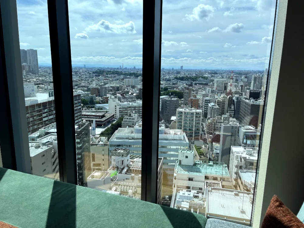 從房間大窗望出去的東京城市景
